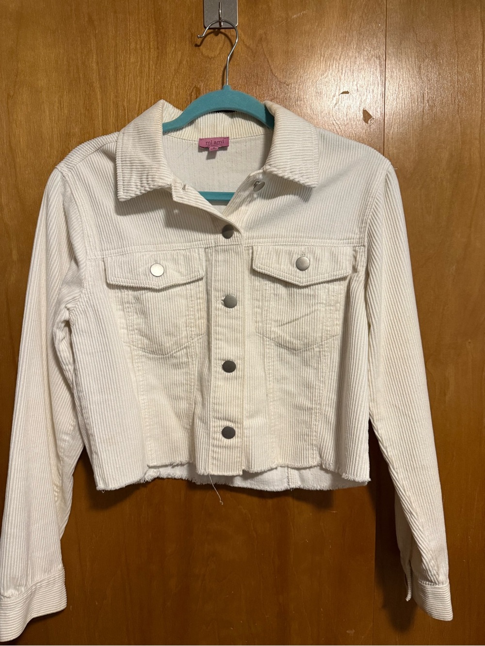 miami Cream Corduroy Cropped Jean Jacket
